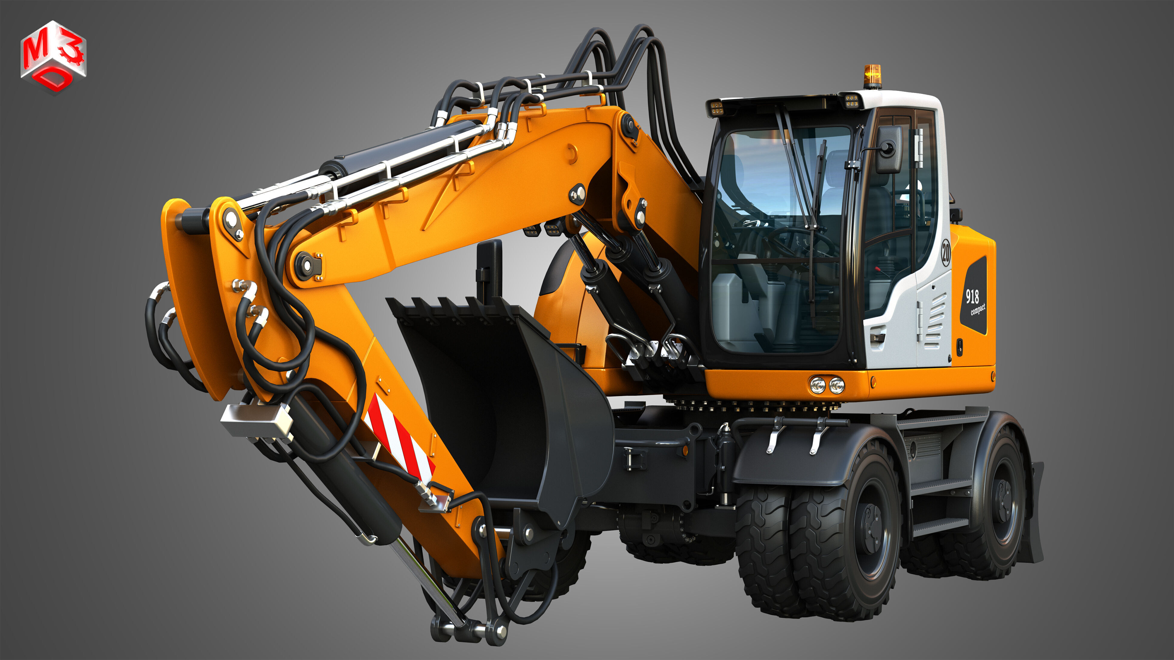 A918 Compact Litronic - Wheeled Excavator 3D model_12