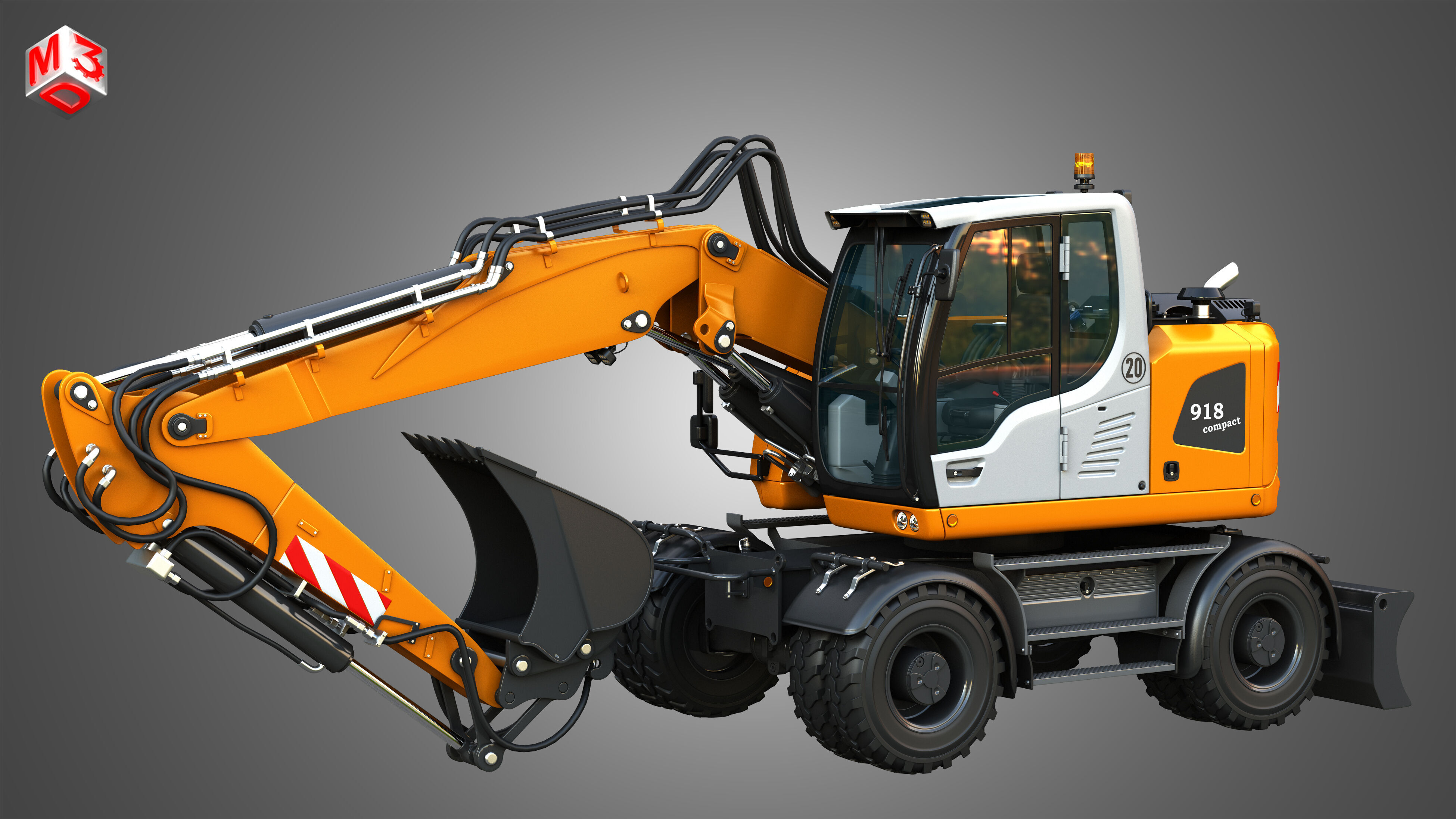 A918 Compact Litronic - Wheeled Excavator 3D model_16