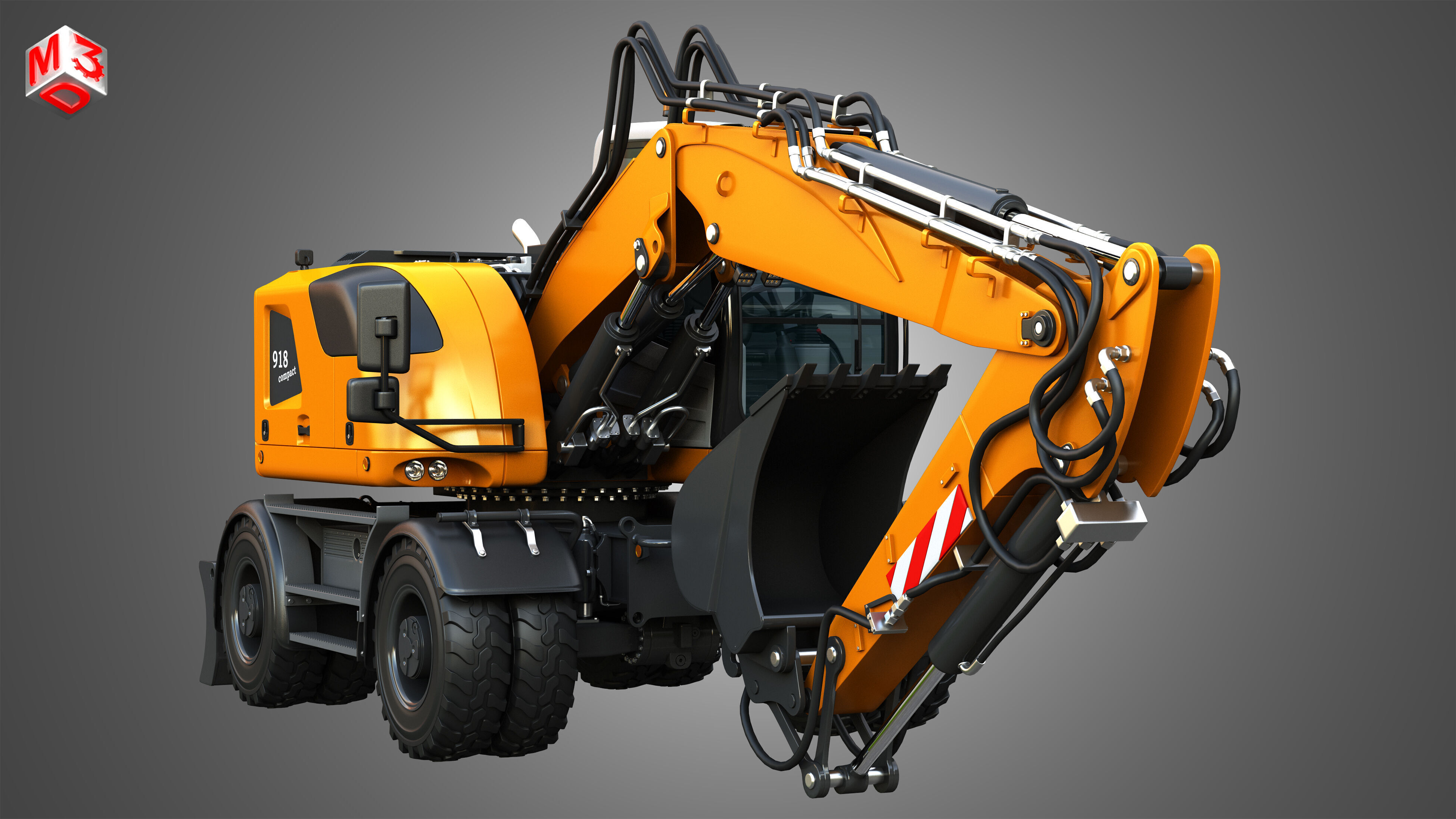 A918 Compact Litronic - Wheeled Excavator 3D model_14