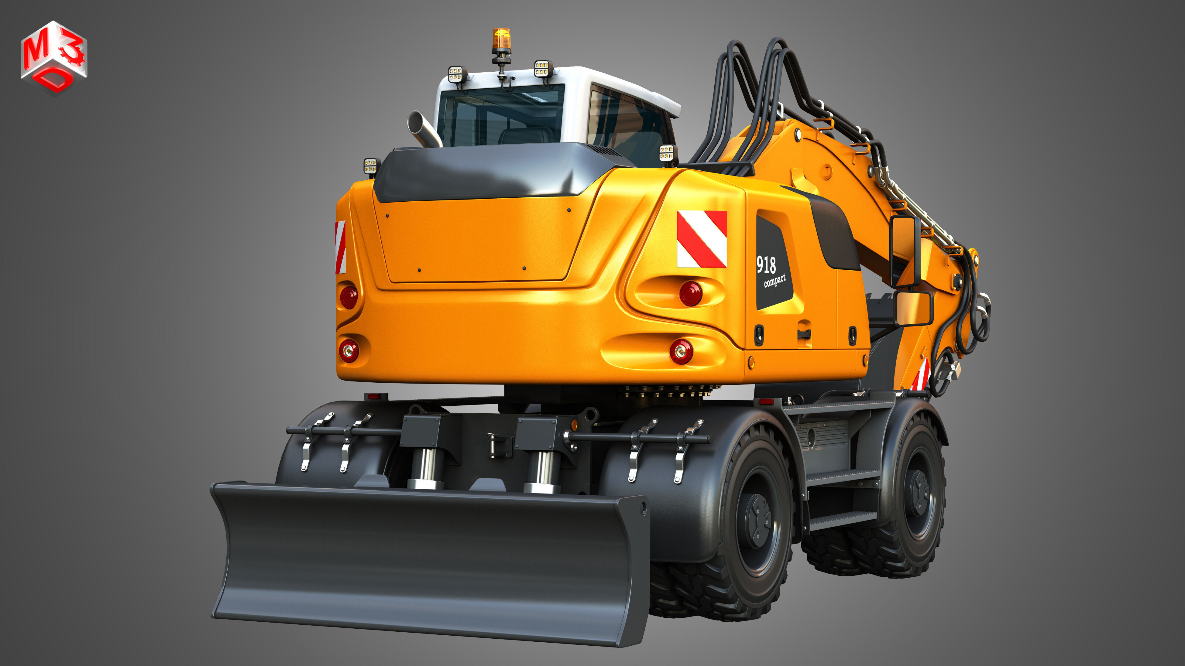 A918 Compact Litronic - Wheeled Excavator 3D model_13