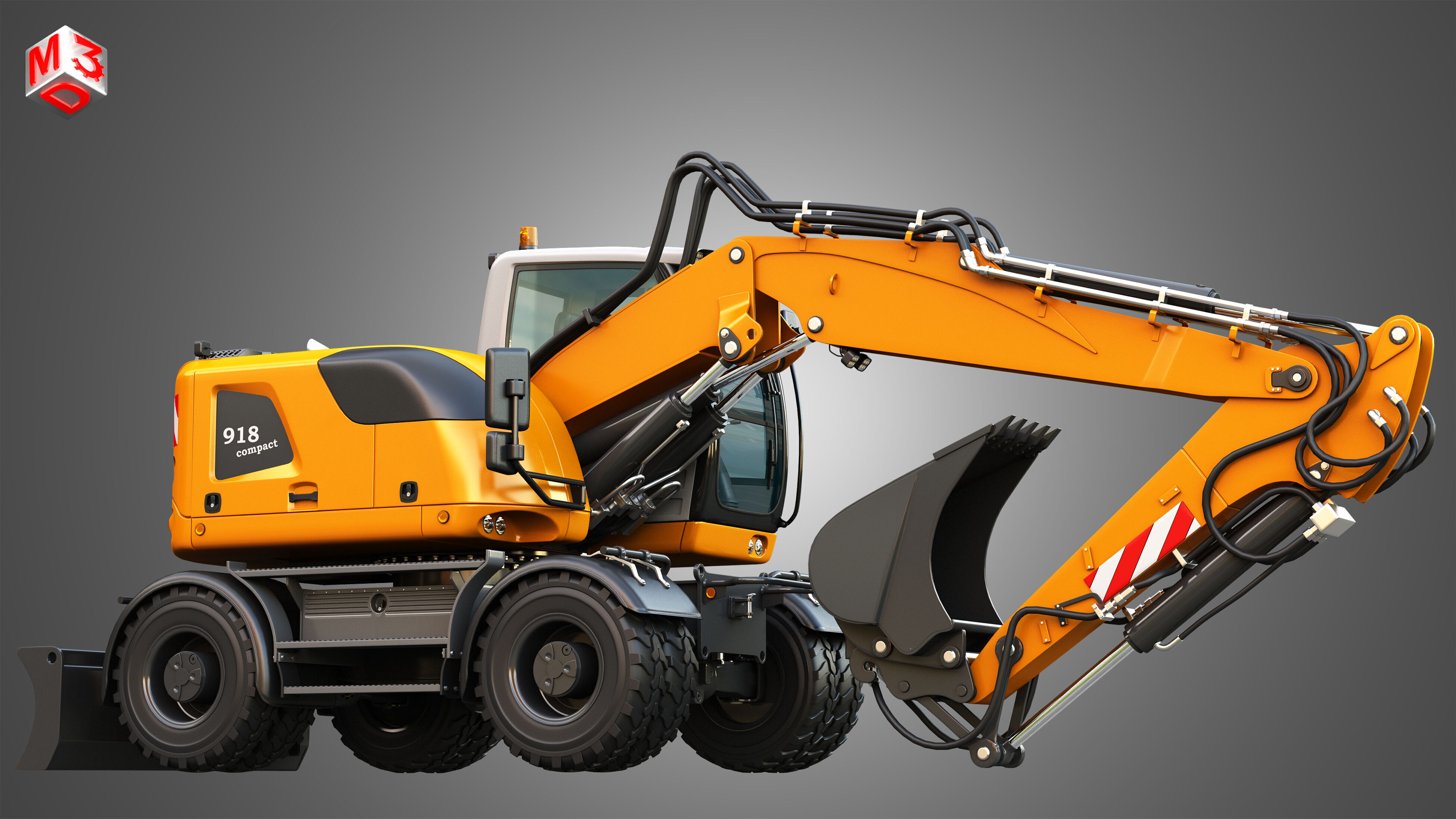 A918 Compact Litronic - Wheeled Excavator 3D model_10
