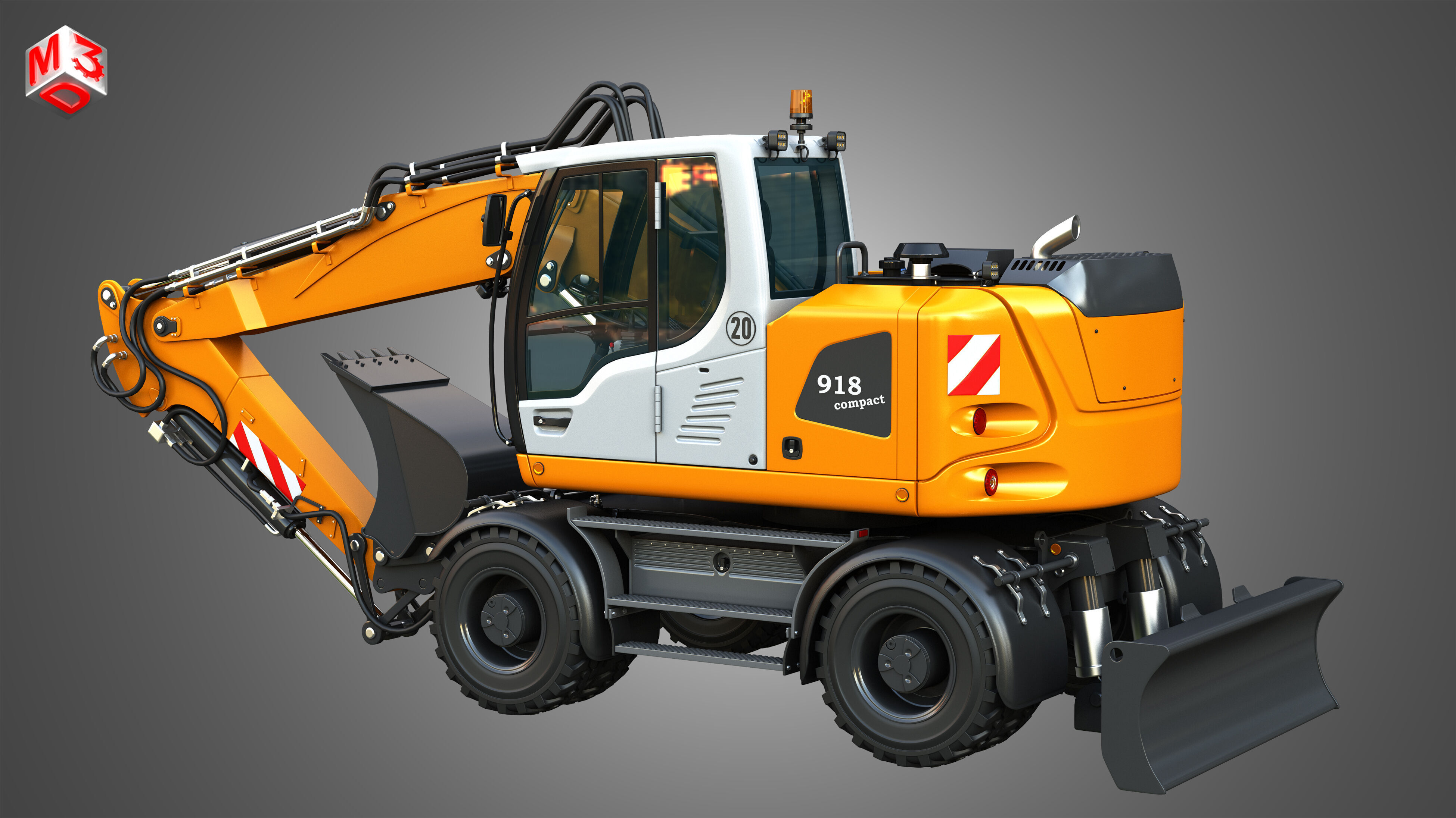 A918 Compact Litronic - Wheeled Excavator 3D model_19