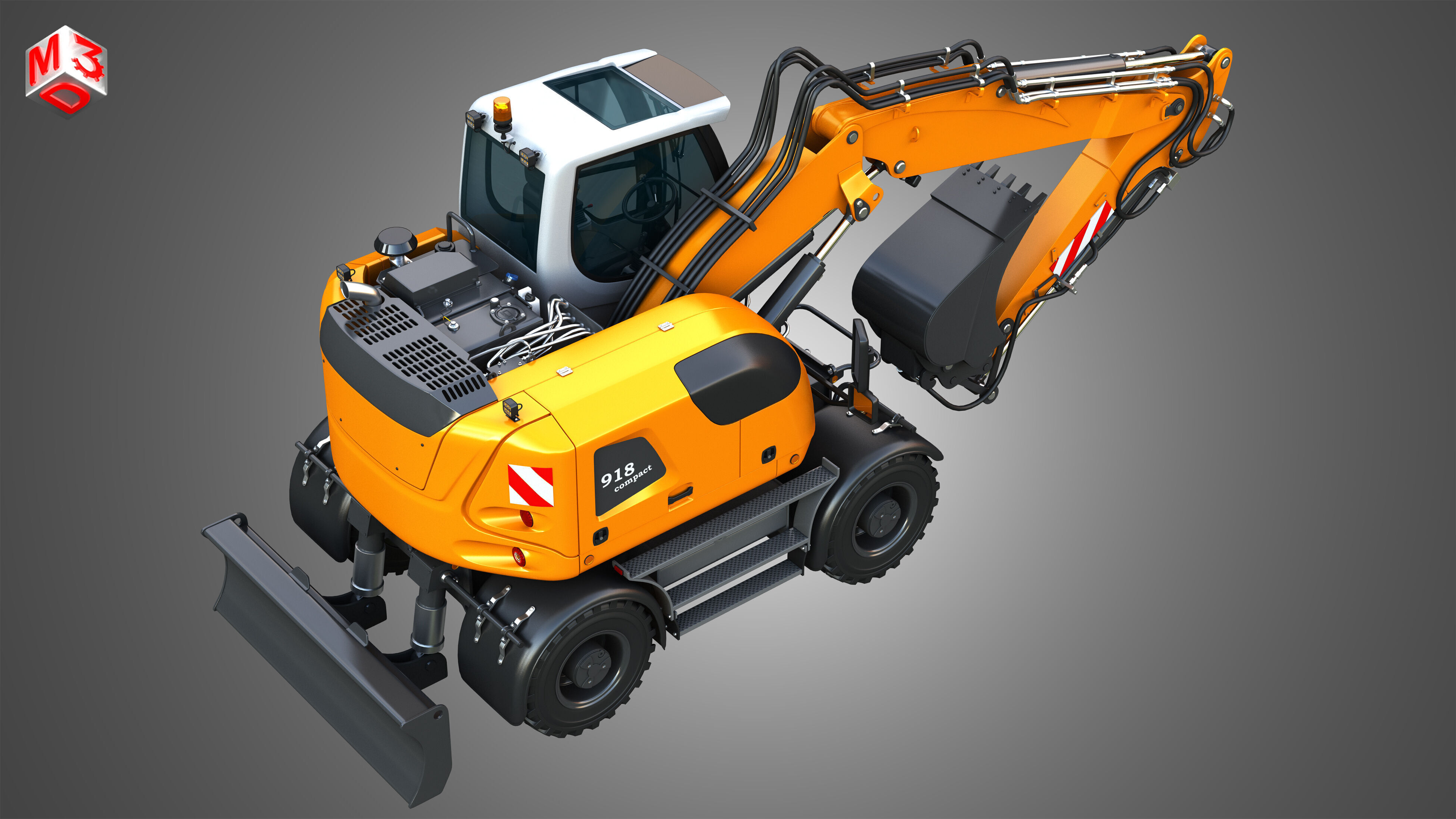A918 Compact Litronic - Wheeled Excavator 3D model_21