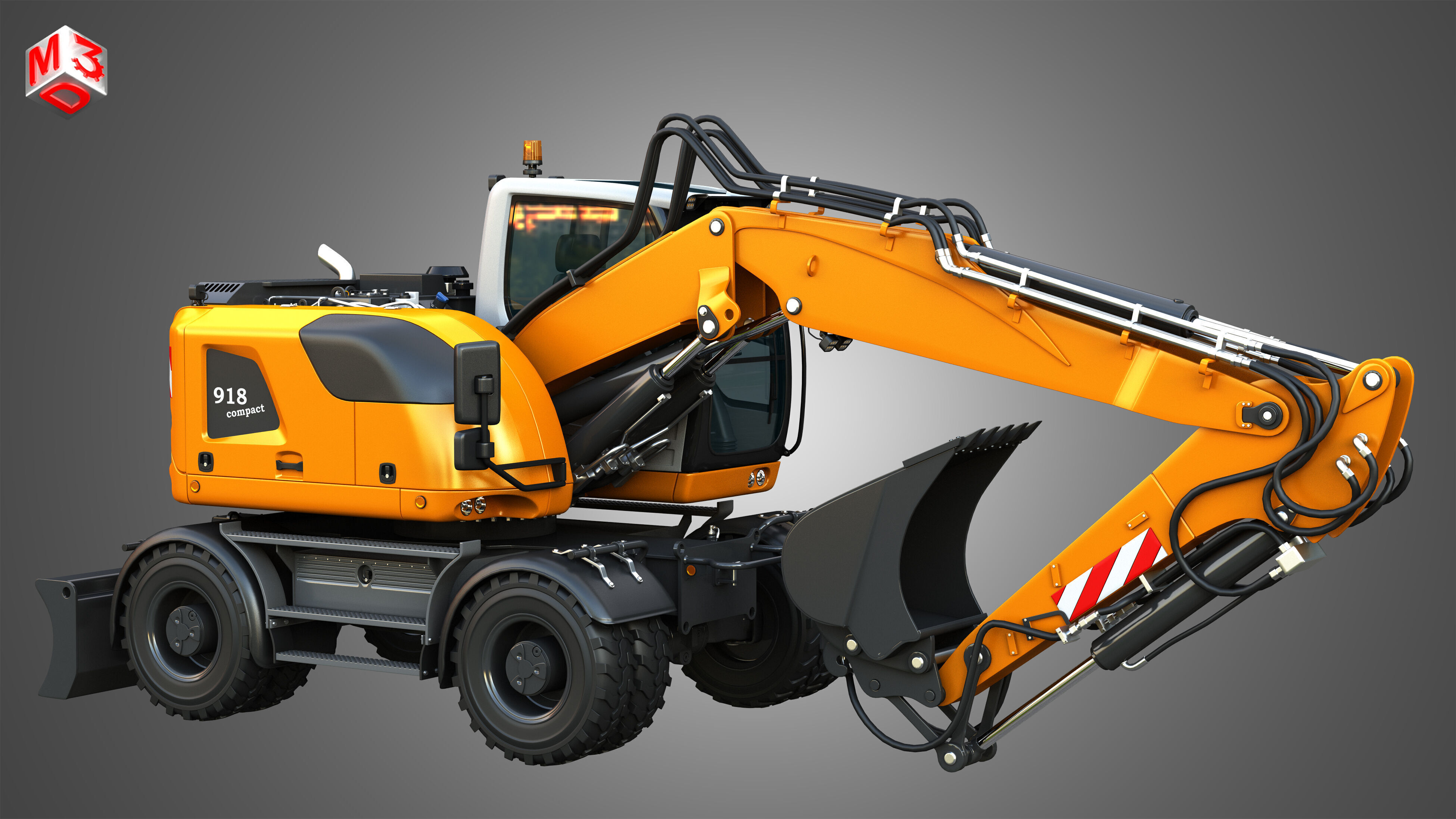 A918 Compact Litronic - Wheeled Excavator 3D model_18