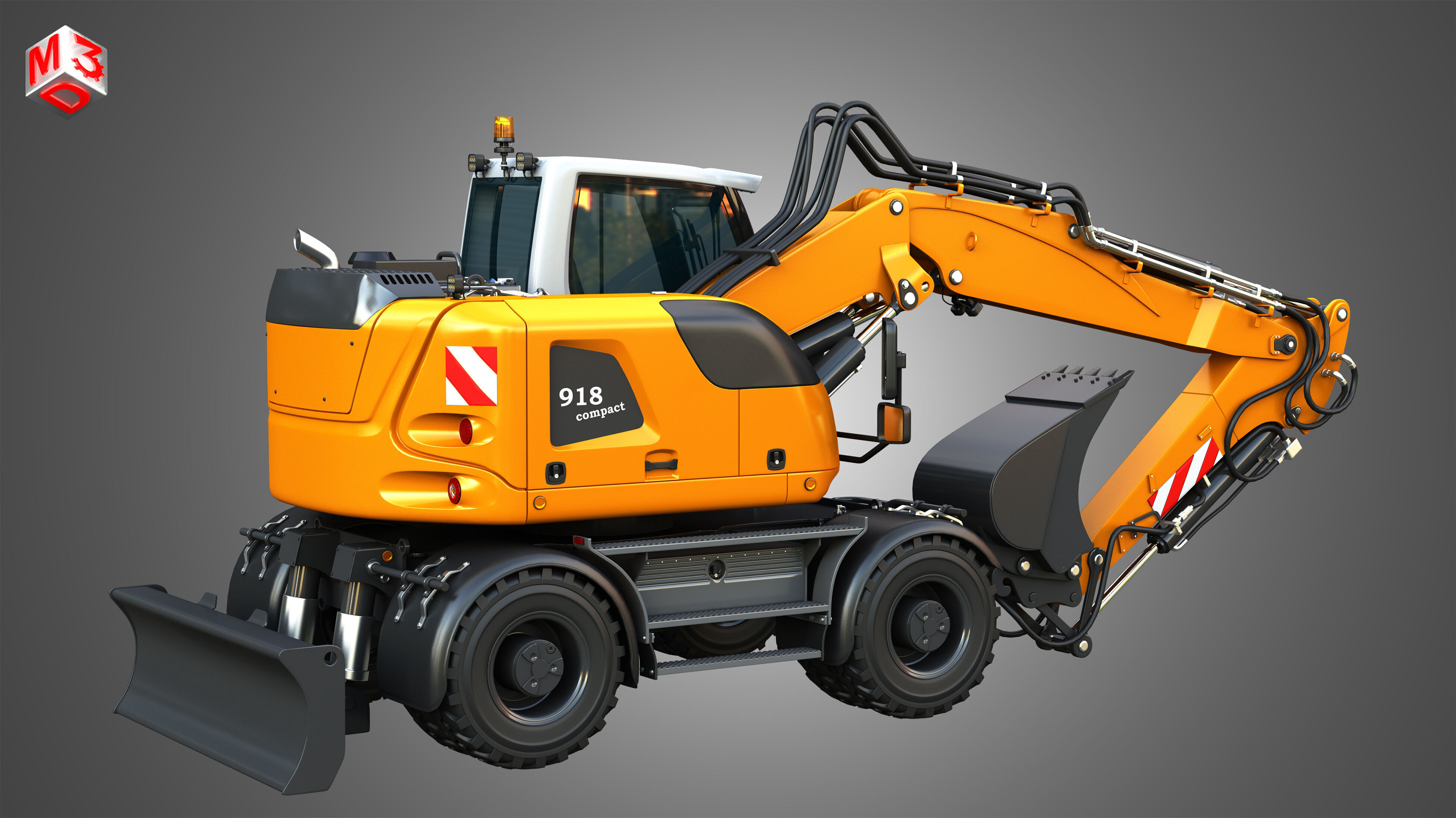A918 Compact Litronic - Wheeled Excavator 3D model_17