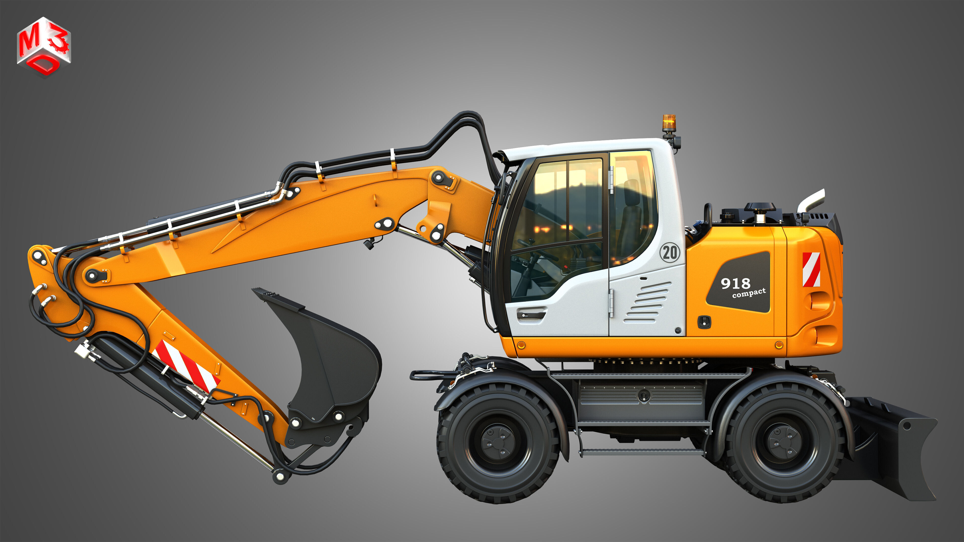 A918 Compact Litronic - Wheeled Excavator 3D model_6