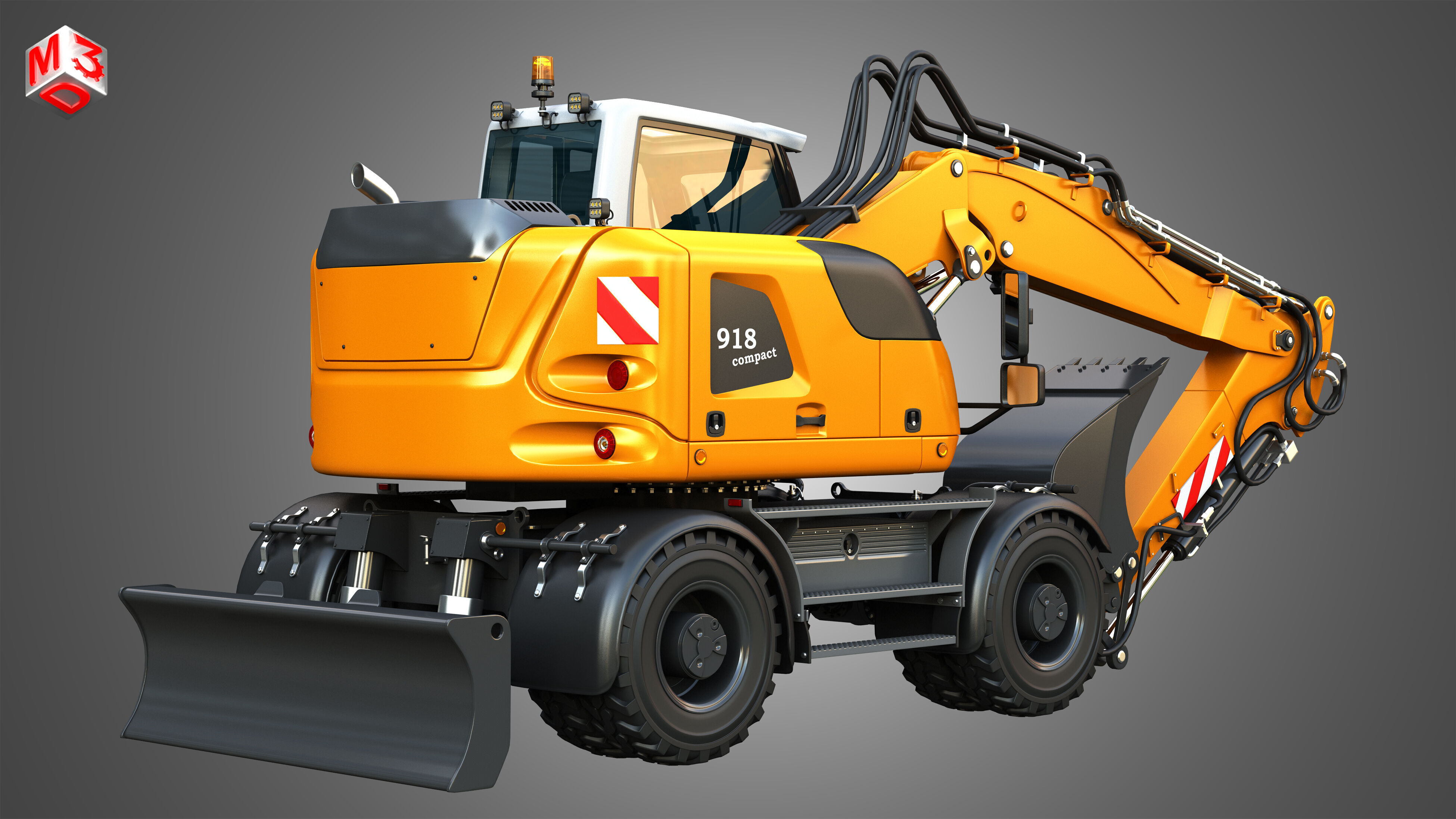 A918 Compact Litronic - Wheeled Excavator 3D model_3