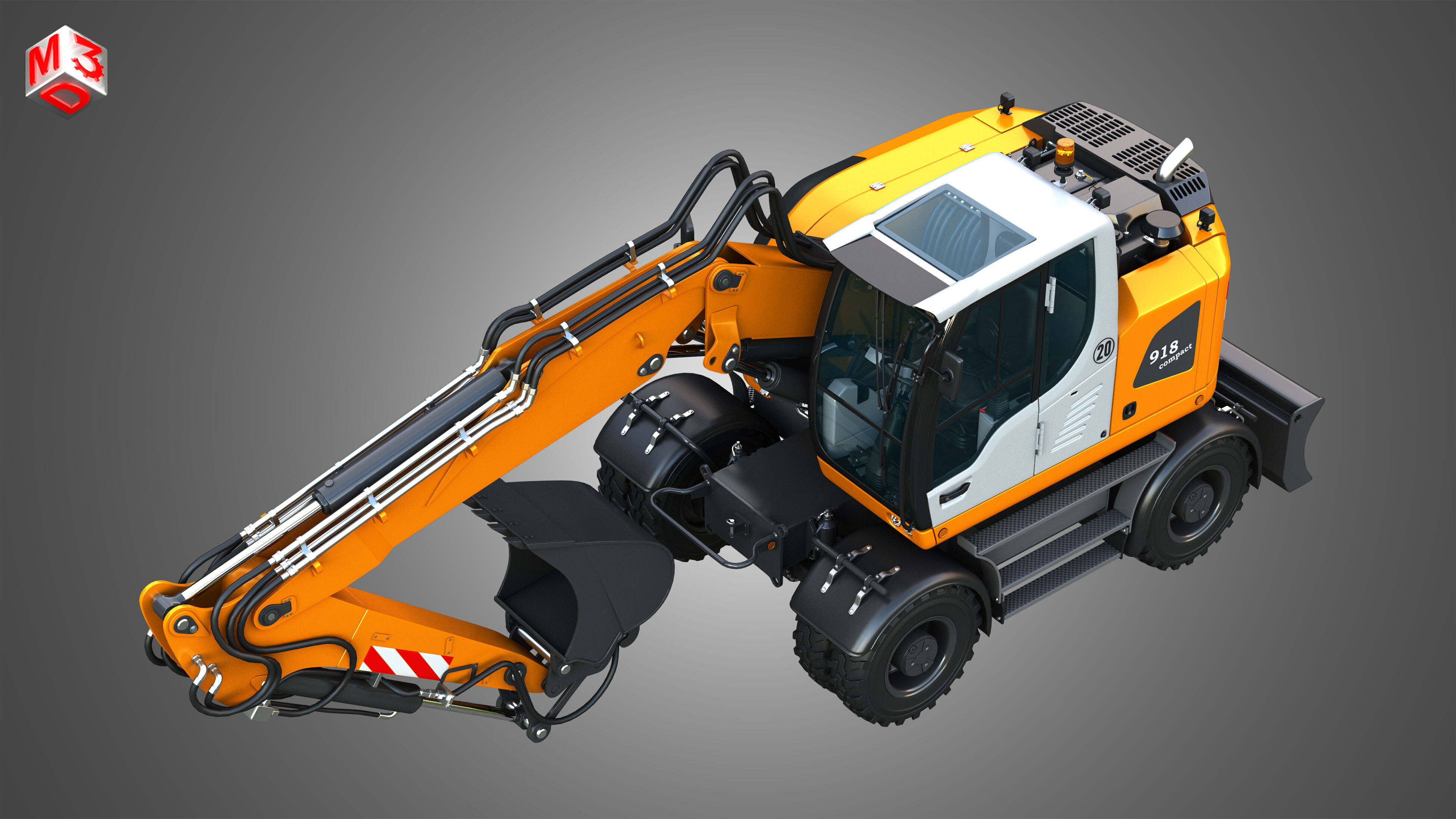 A918 Compact Litronic - Wheeled Excavator 3D model_20