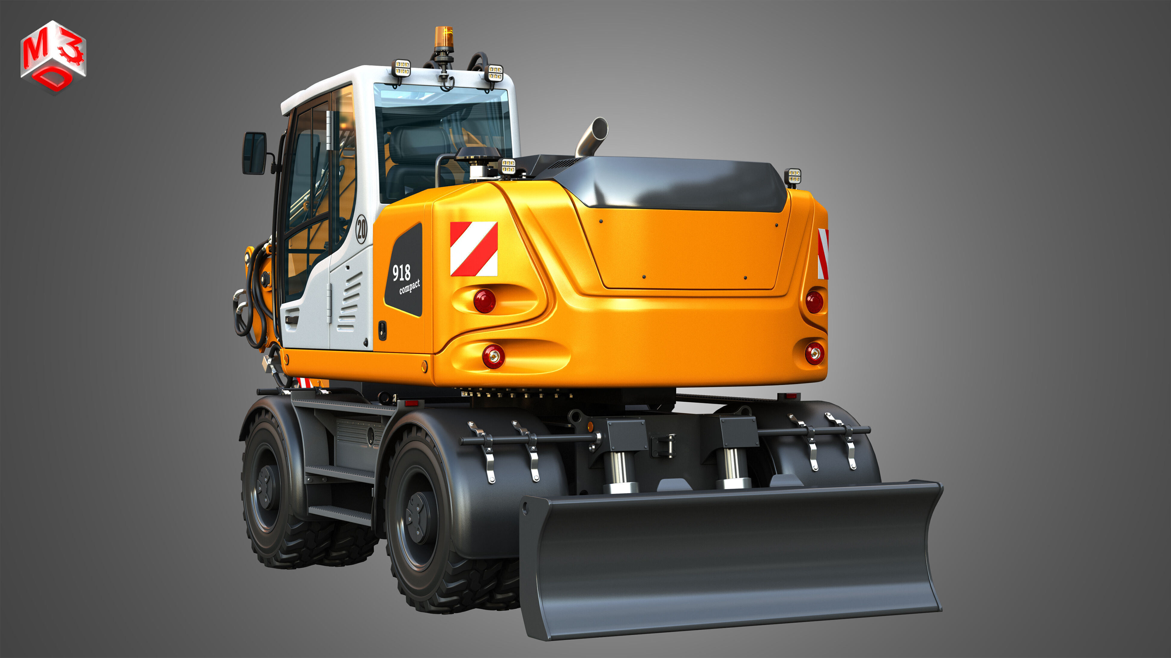 A918 Compact Litronic - Wheeled Excavator 3D model_15