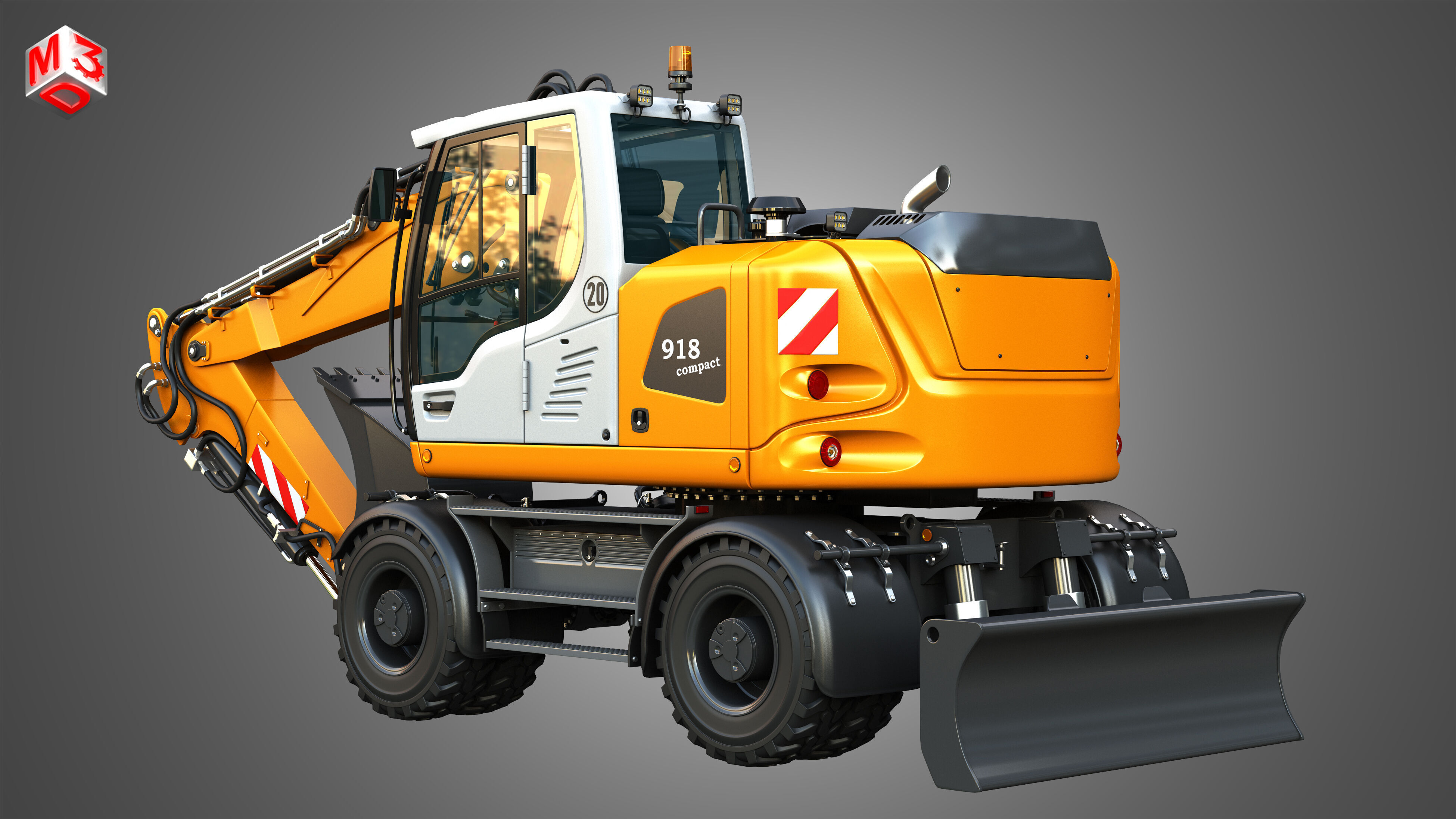 A918 Compact Litronic - Wheeled Excavator 3D model_5