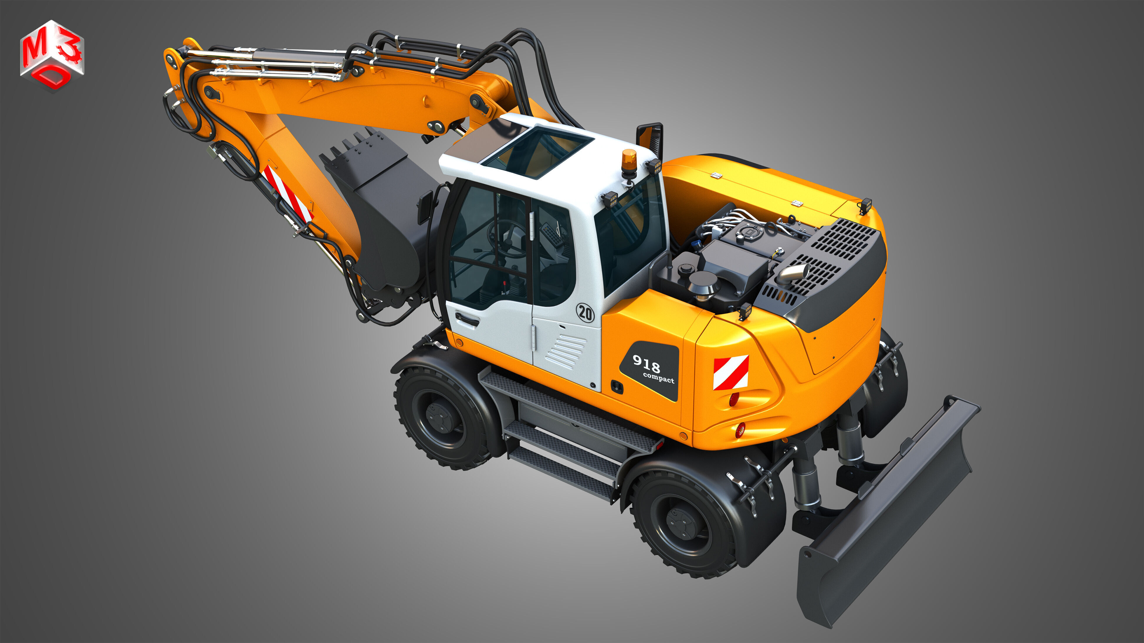 A918 Compact Litronic - Wheeled Excavator 3D model_23