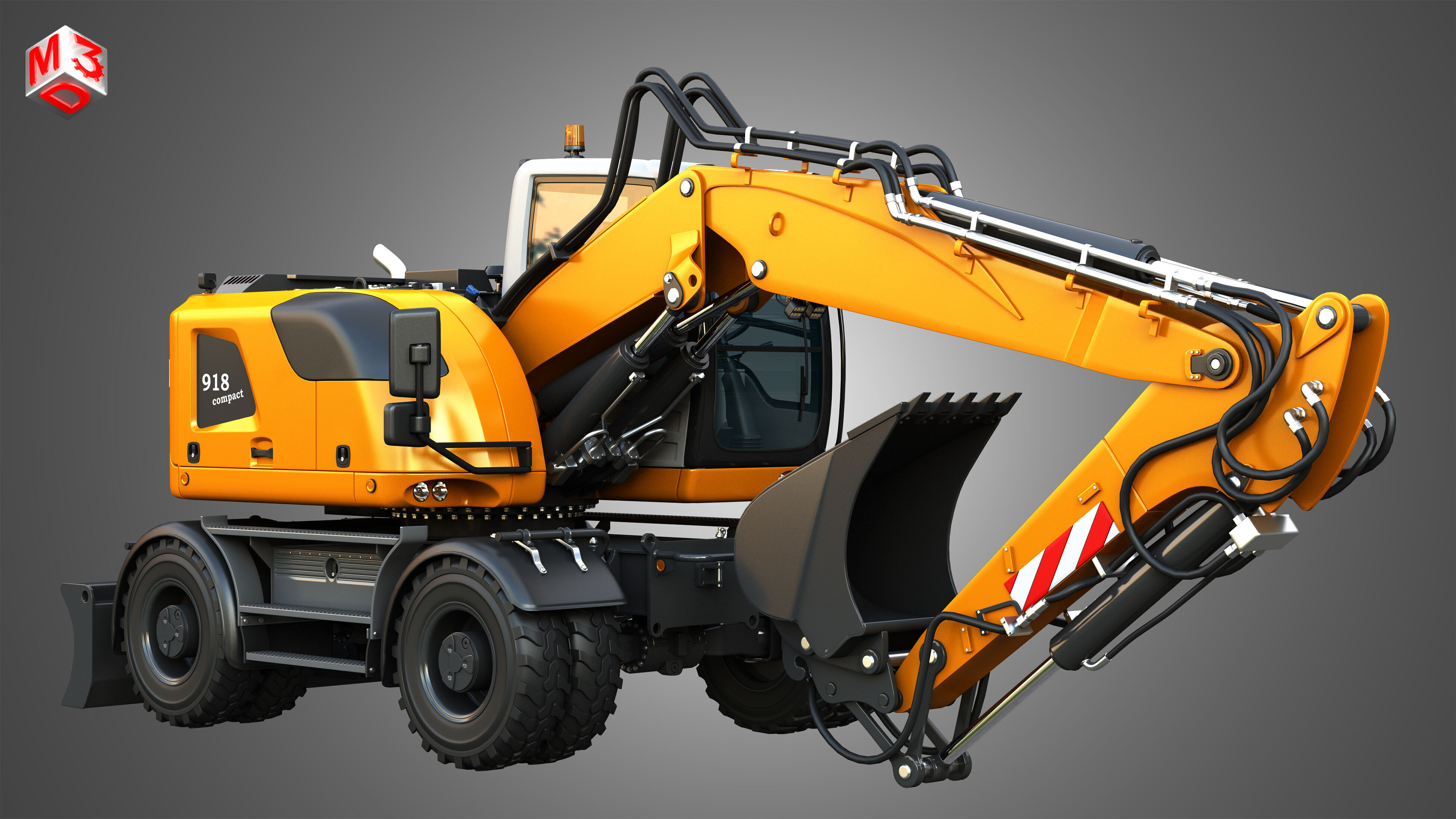 A918 Compact Litronic - Wheeled Excavator 3D model_4