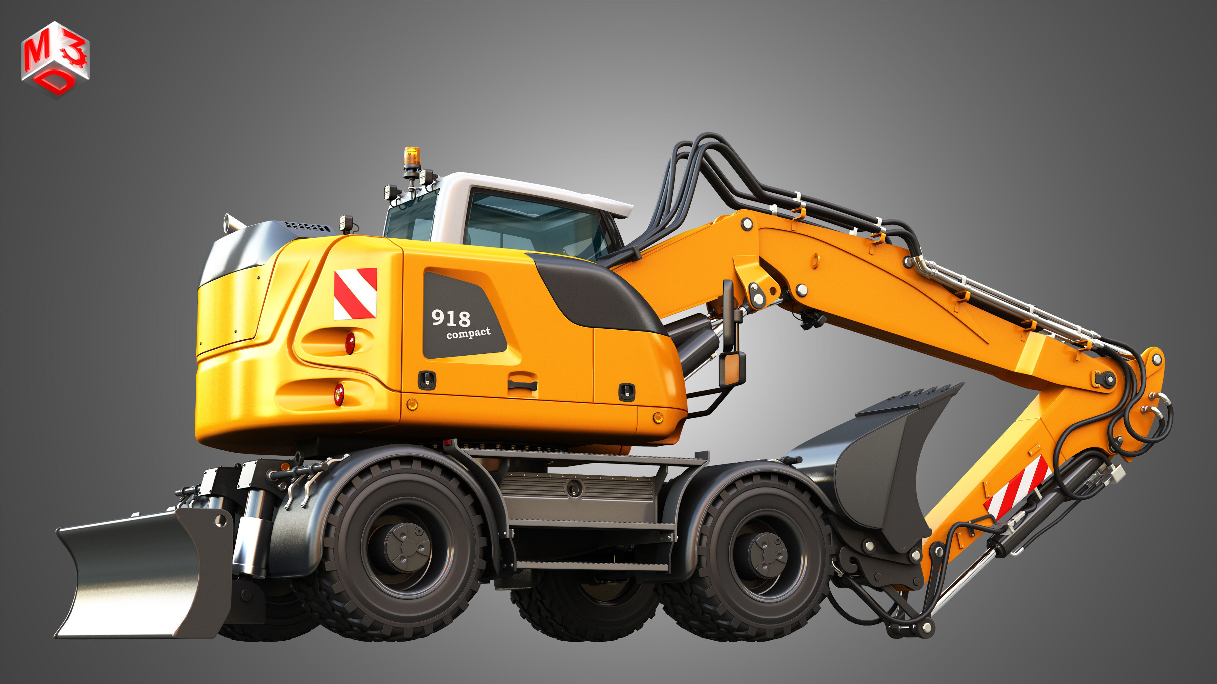 A918 Compact Litronic - Wheeled Excavator 3D model_9