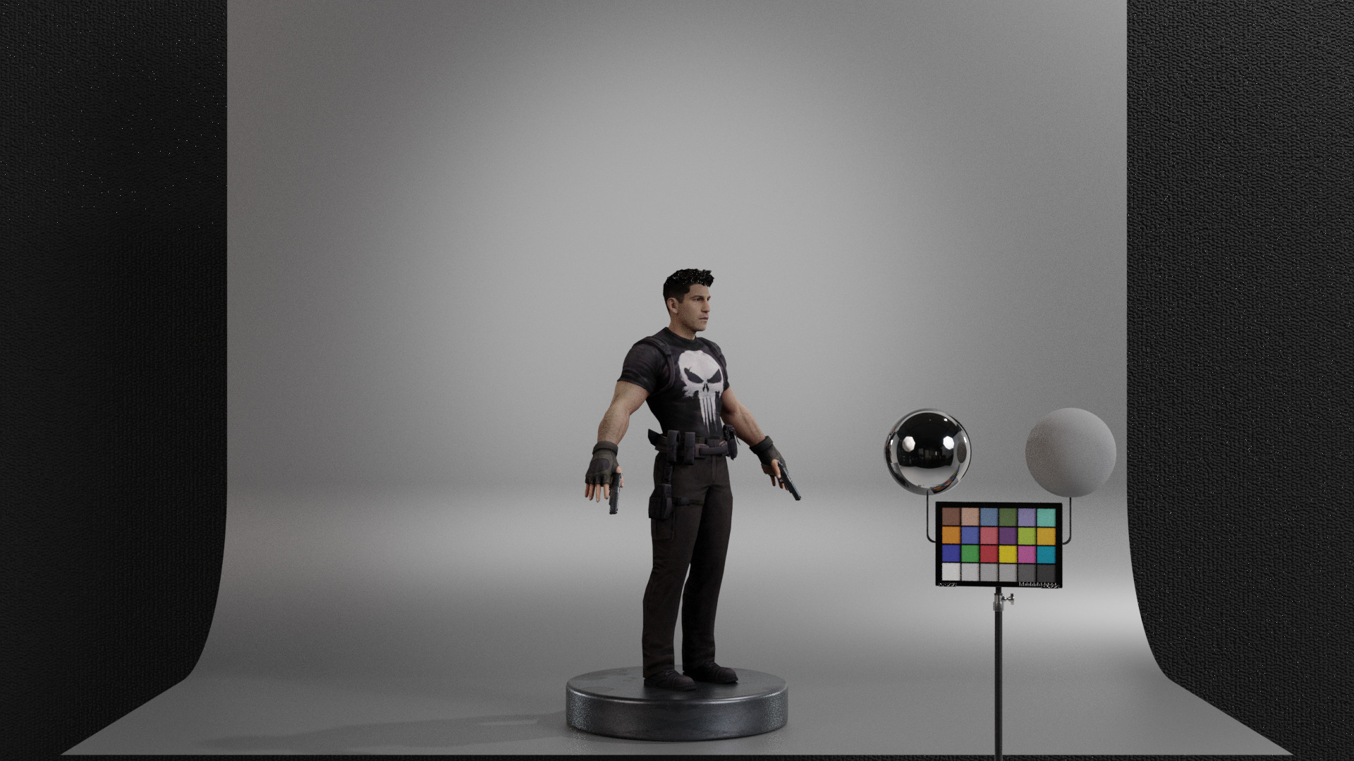 The Punisher Low-poly 3D model_2