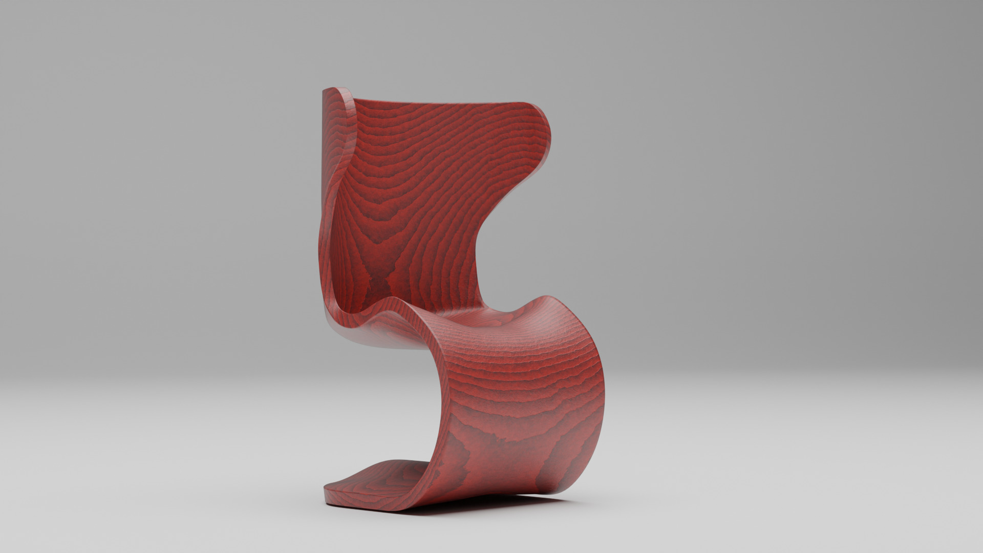 Sculptural S Shape Wood Chair Modern Design Woodys 003 3D model
