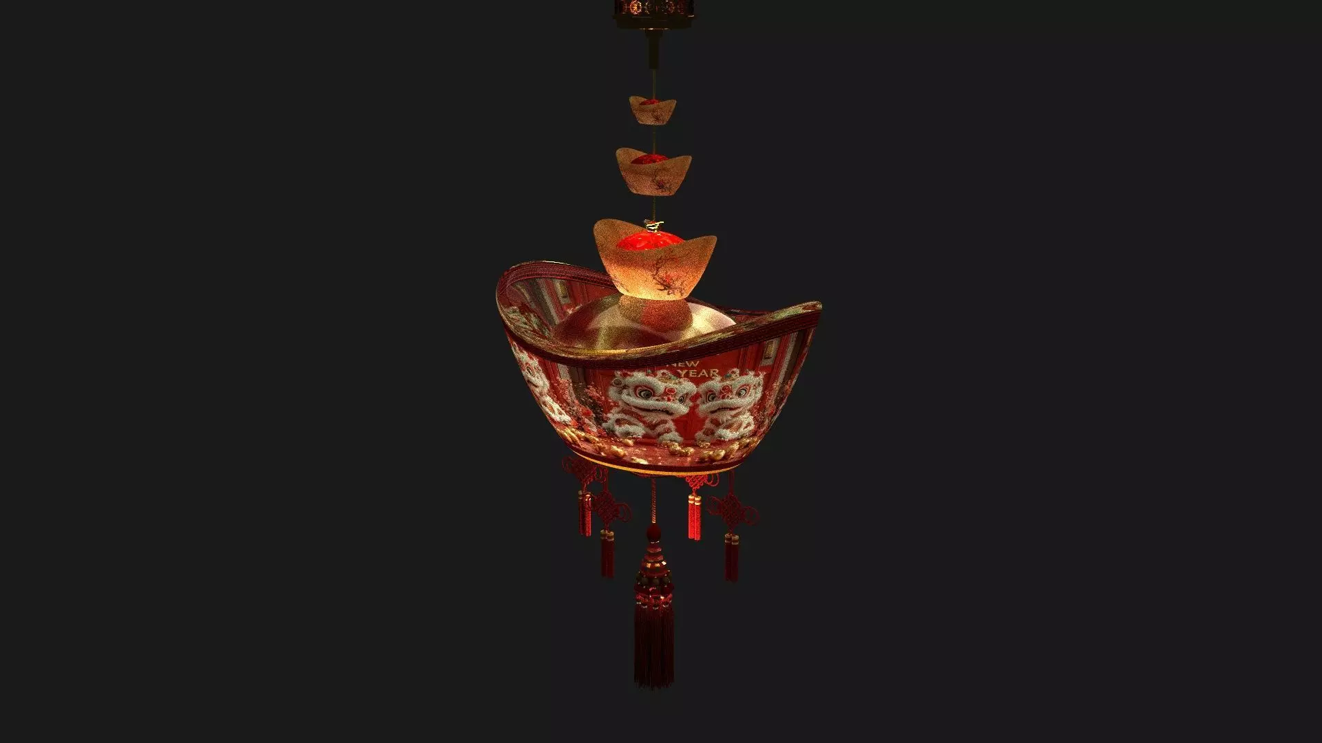 Chinese gold ingot lantern 3D model