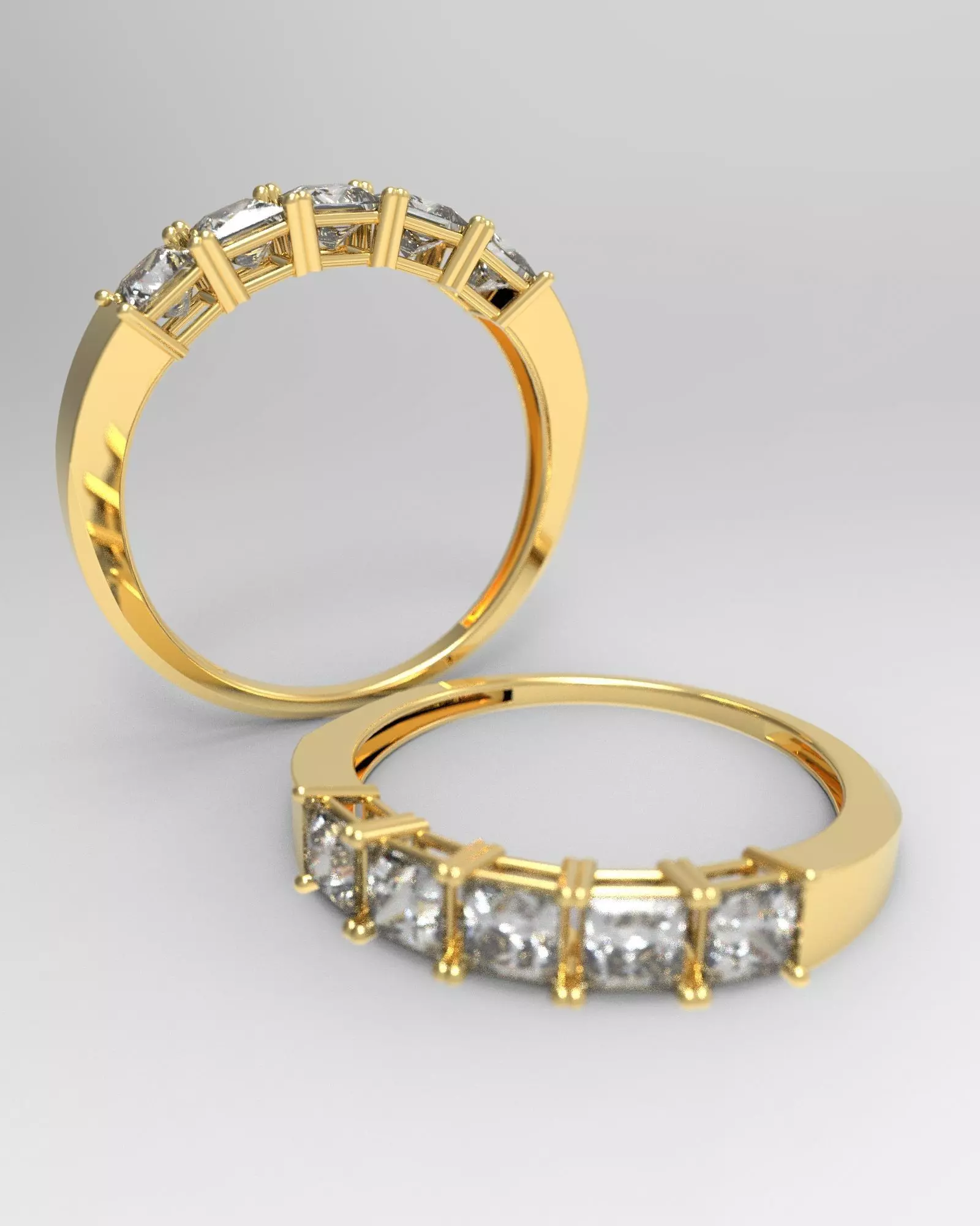 Princess Diamond Ring 3D print model_0