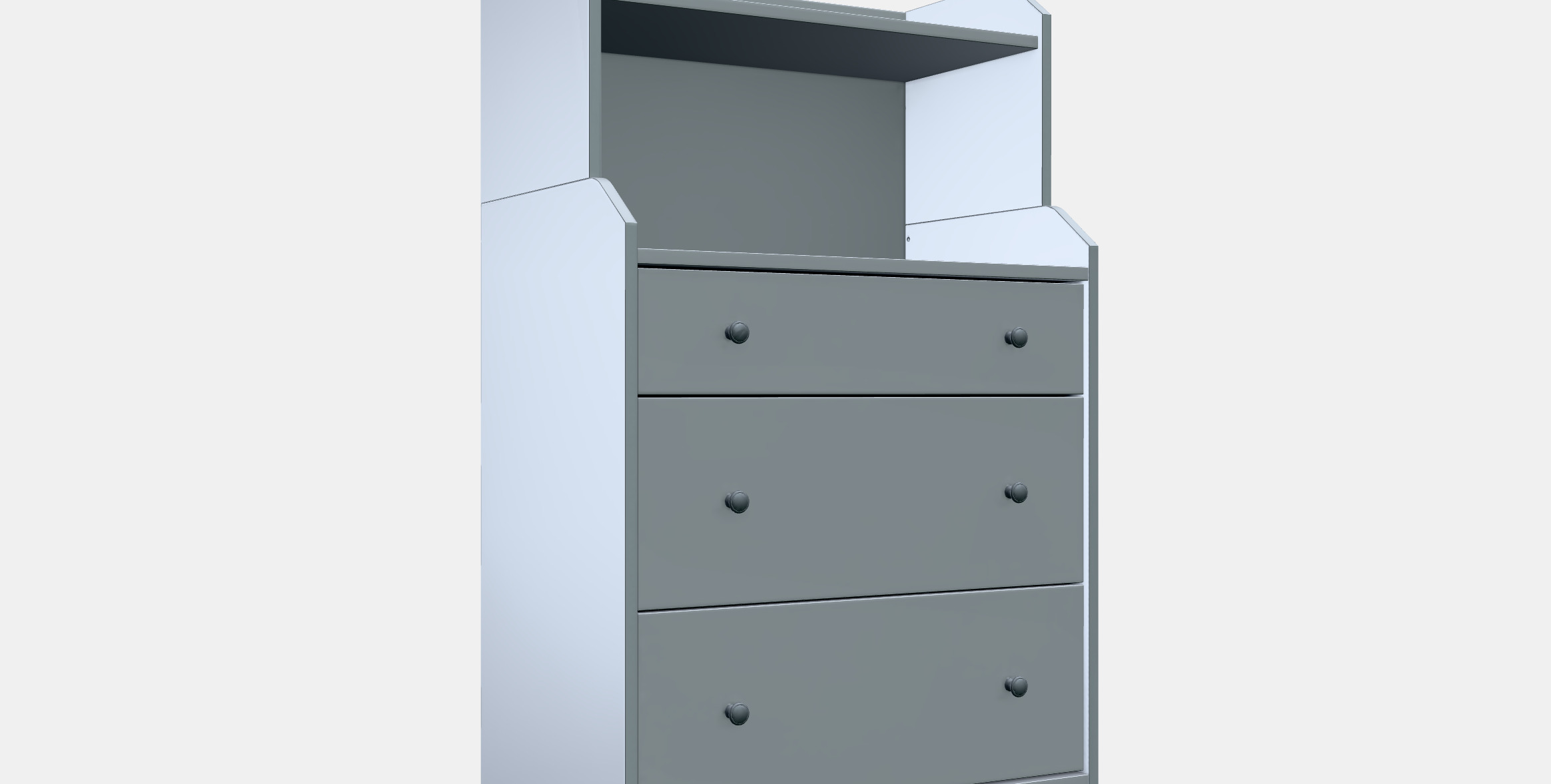 HAUGA chest of drawers with 3 drawers and shelf 3D model_9