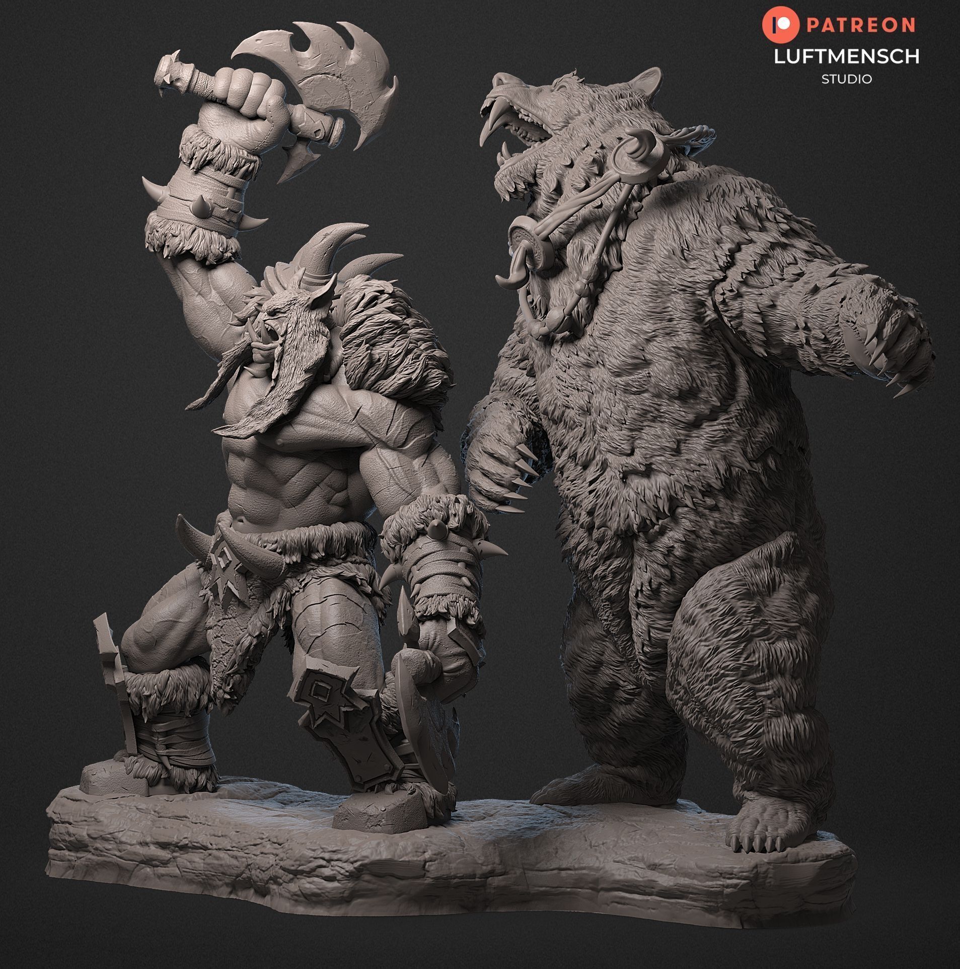 Rexxar and Misha STL 3D print model_3