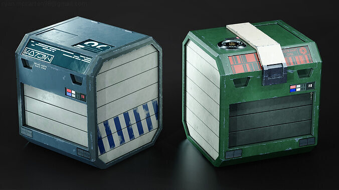 Sci-Fi Crates Low-poly 3D model