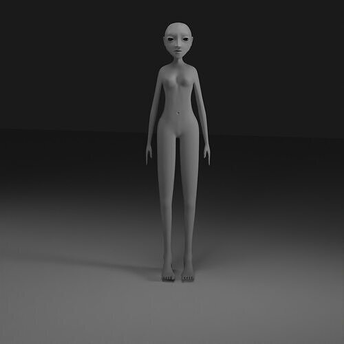 Stylized female base mesh for Sculpting and Animation Low-poly 3D model
