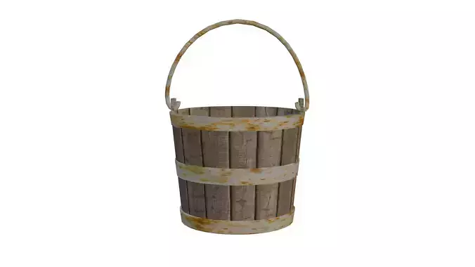 Realistic Medieval Wooden Bucket 3D model