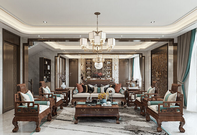 chinese apartment interior   3D model