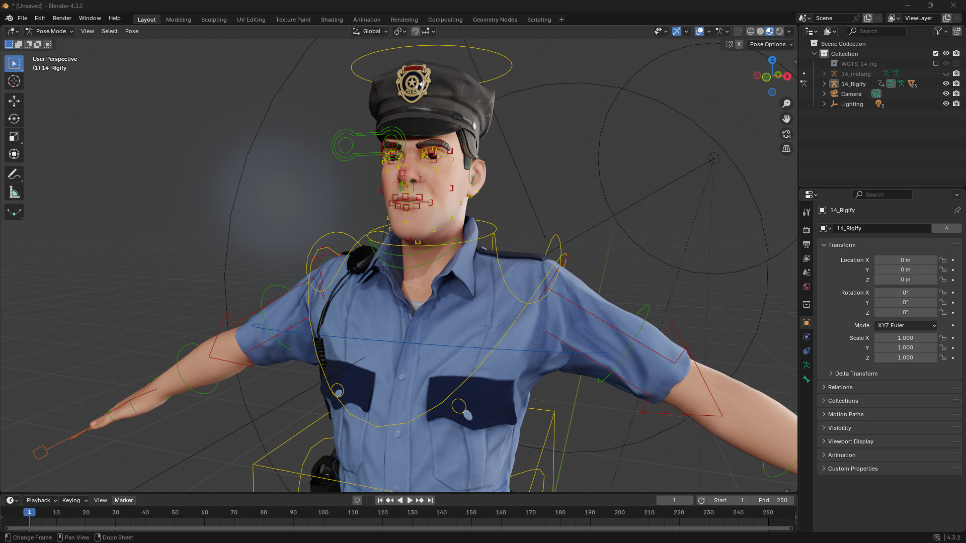 Cop Modle 3D model Stylized Cartoon Police Officer Policeman Rigged Cop VR / AR ...
