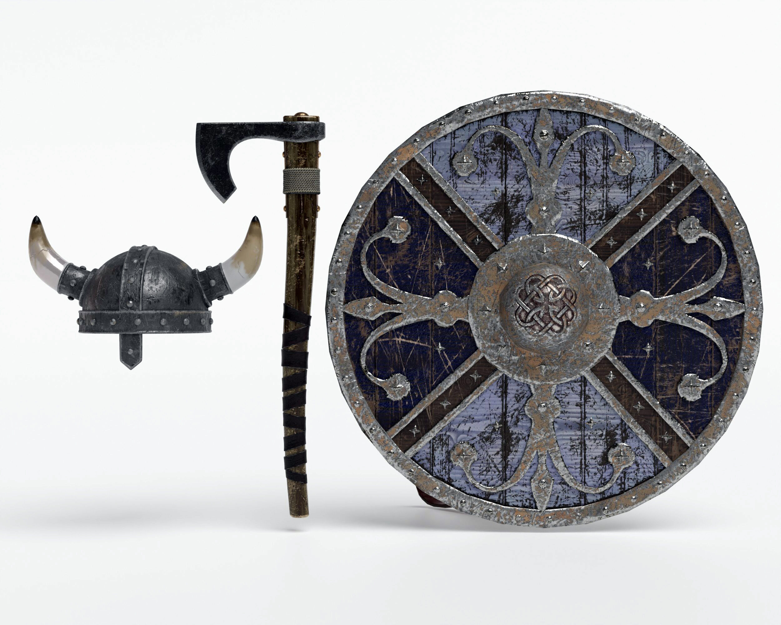 Viking weapon  Low-poly 3D model_1