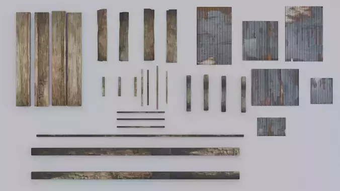 Wood planks and roof sheets