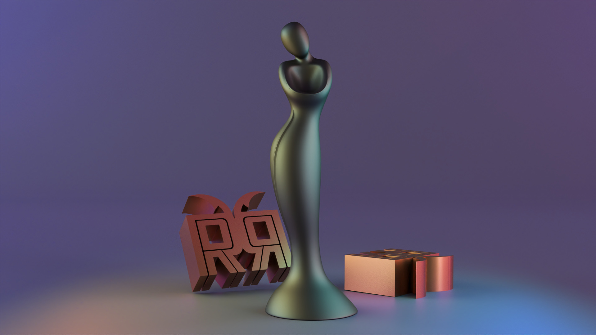 Modern Abstract Female Statue Decor 3D print model_7