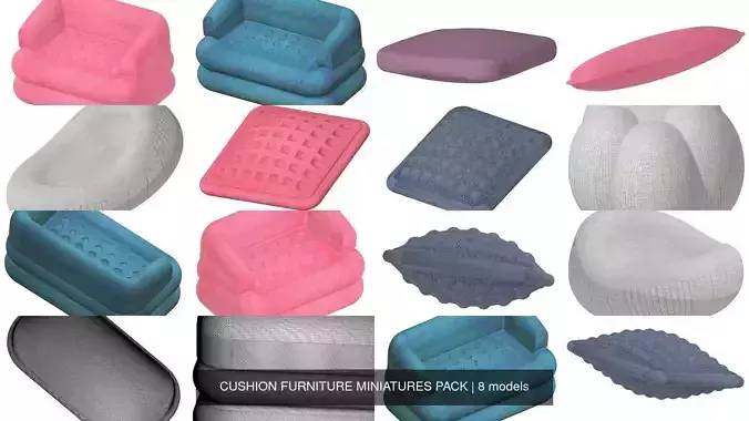 CUSHION FURNITURE MINIATURES PACK 3D Model Collection