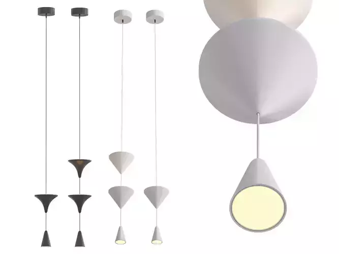 Cone Industrial Fixtures Black White Pendant Lighting 3D model