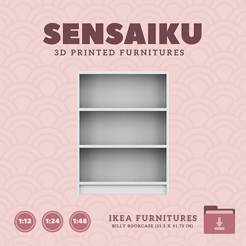 Mini Billy Bookcase for Miniature Dollhouse IKEA 3D Print 3D print model