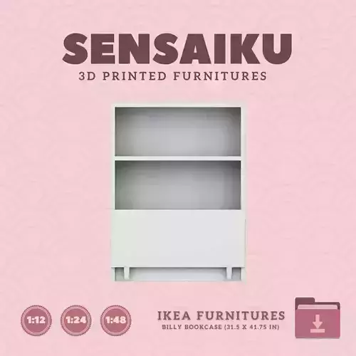 Miniature Billy Bookcase with Drawer for Dollhouse IKEA 3D Print