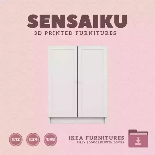 Mini Billy Bookcase with Doors for Mini Dollhouse IKEA 3D Print