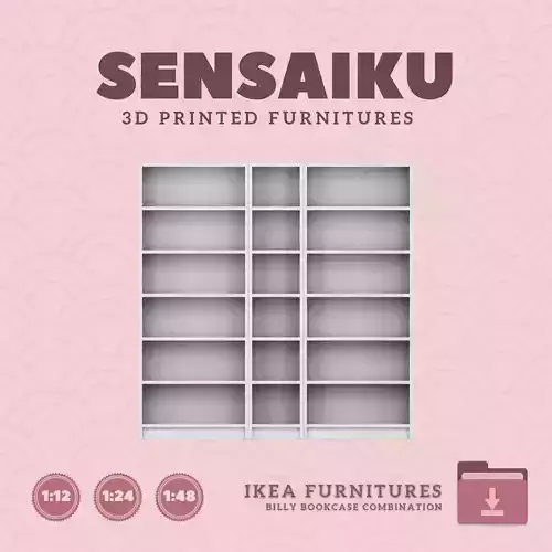 Mini Billy Bookcase Combination for Mini Dollhouse IKEA 3D Print