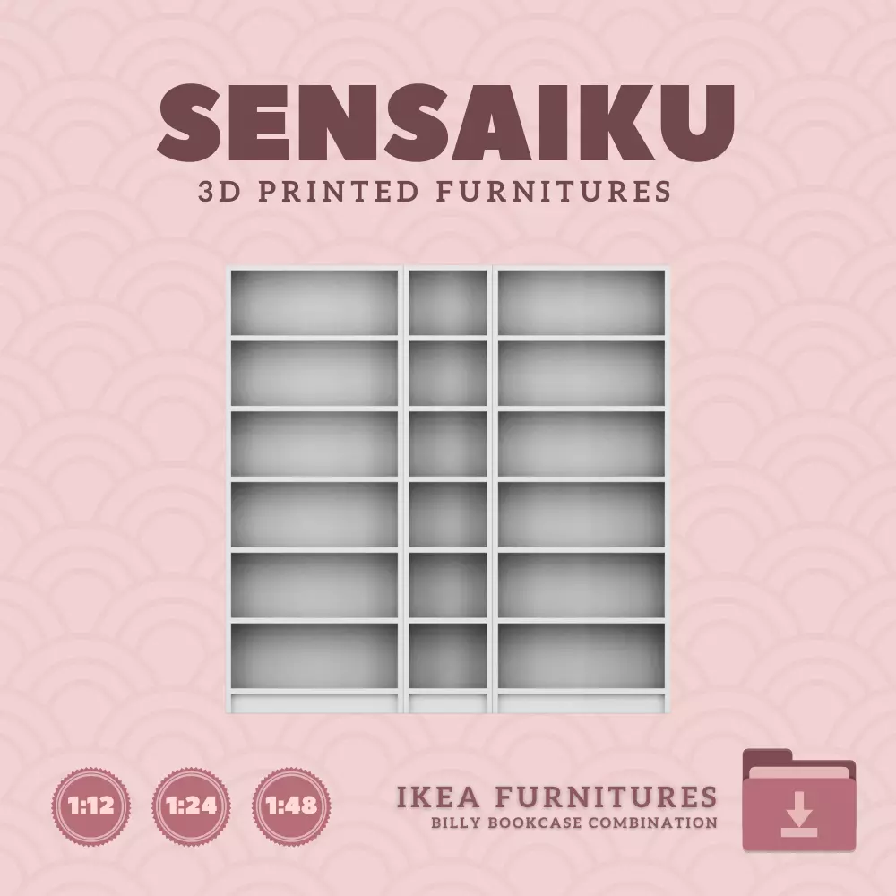 Mini Billy Bookcase Combination for Mini Dollhouse IKEA 3D Print 3D print model