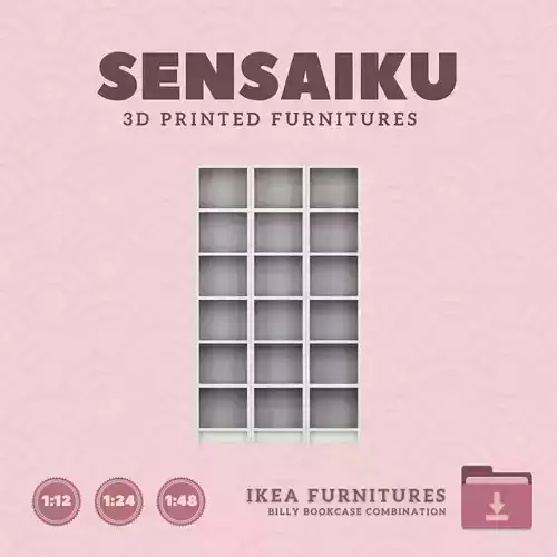 Mini Billy Bookcase Combo for Mini Dollhouse IKEA 3D Print 