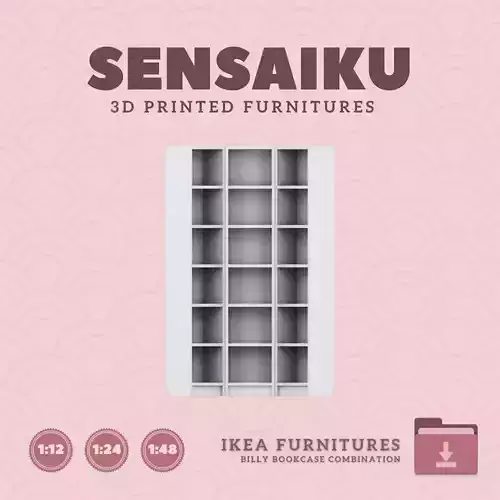 Mini Billy Bookcase Combo for MiniDollhouse IKEA 3D Print 