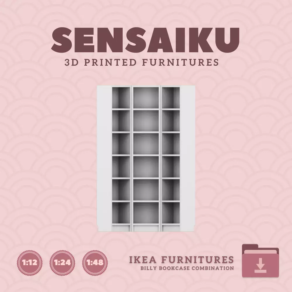 Mini Billy Bookcase Combo for MiniDollhouse IKEA 3D Print 3D print model