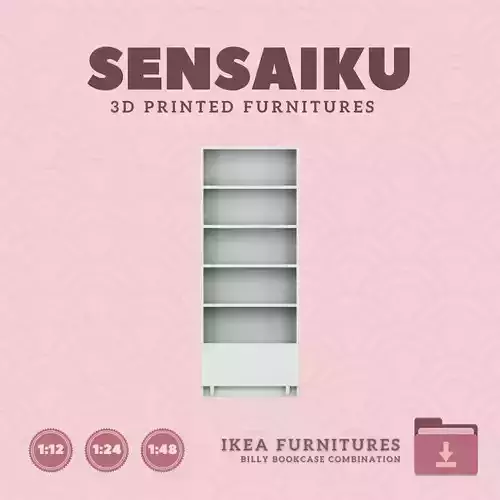 Mini Billy Bookcase Combo for Mini Dollhouse IKEA 3D Print