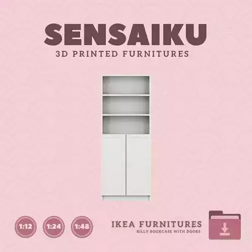 Billy Bookcase Combo with Doors for Dollhouse IKEA 3D Print 