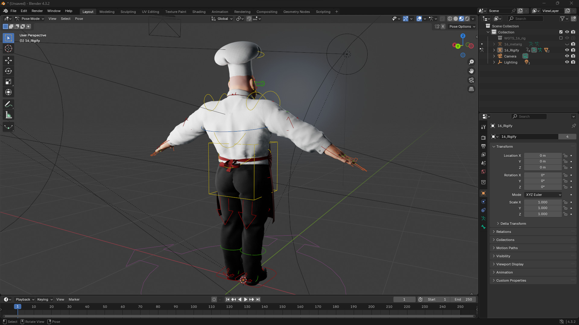 Cartoon Cook with Apron Fully Rigged Stylized Cartoon Chef Low-poly 3D model_19