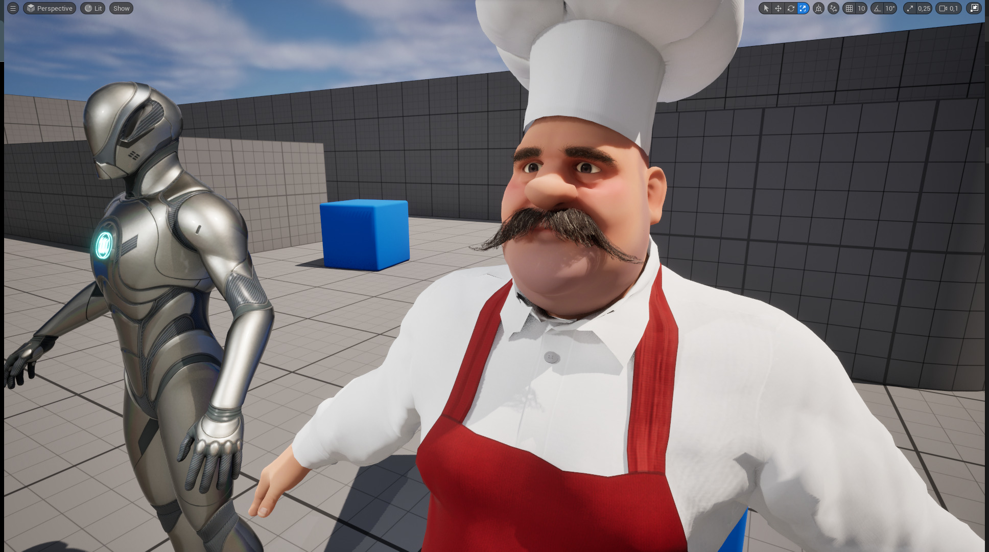 Cartoon Cook with Apron Fully Rigged Stylized Cartoon Chef Low-poly 3D model_26