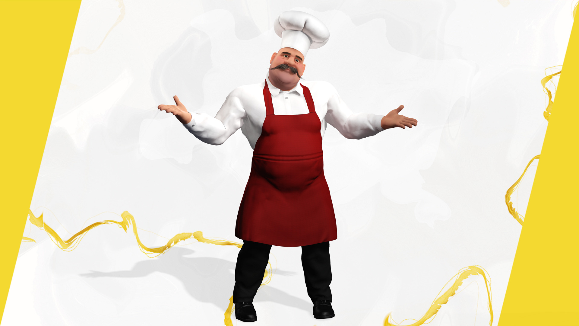 Cartoon Cook with Apron Fully Rigged Stylized Cartoon Chef Low-poly 3D model_7
