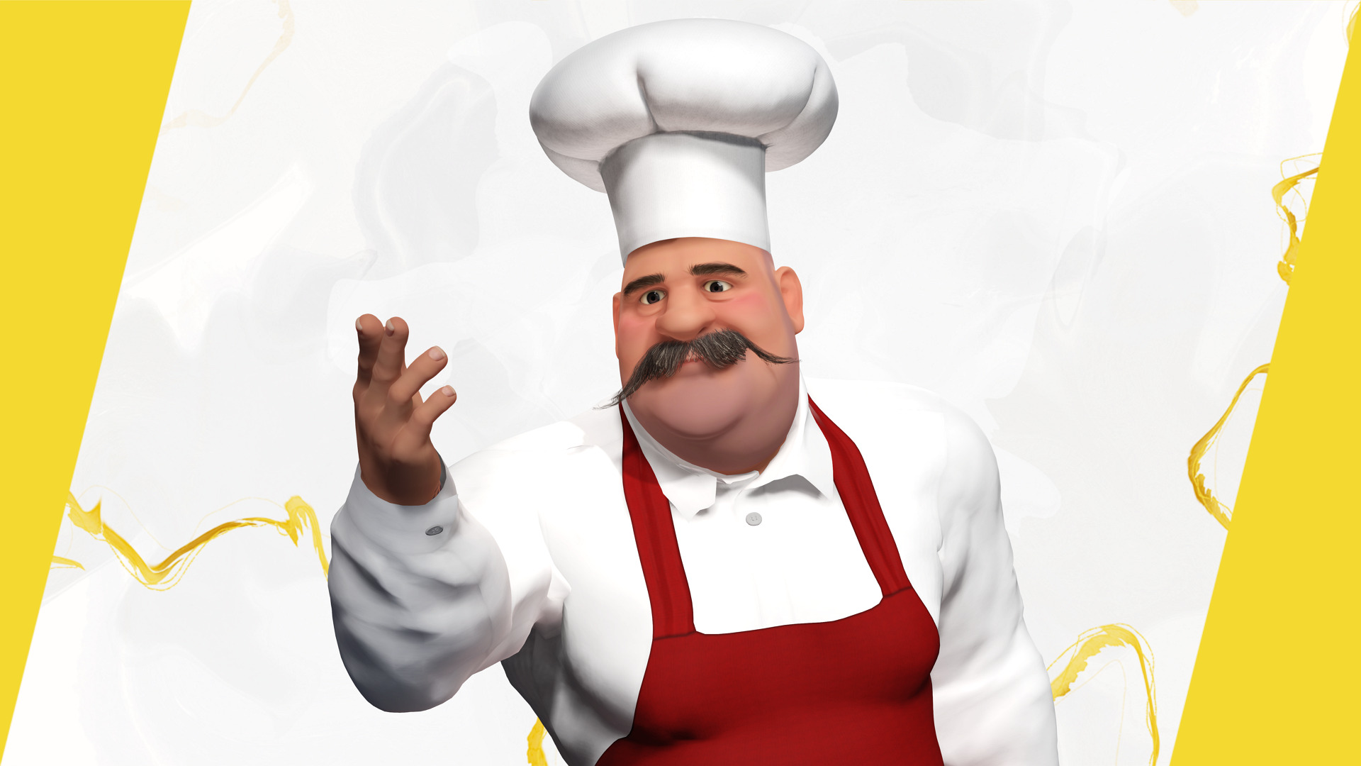 Cartoon Cook with Apron Fully Rigged Stylized Cartoon Chef Low-poly 3D model_1