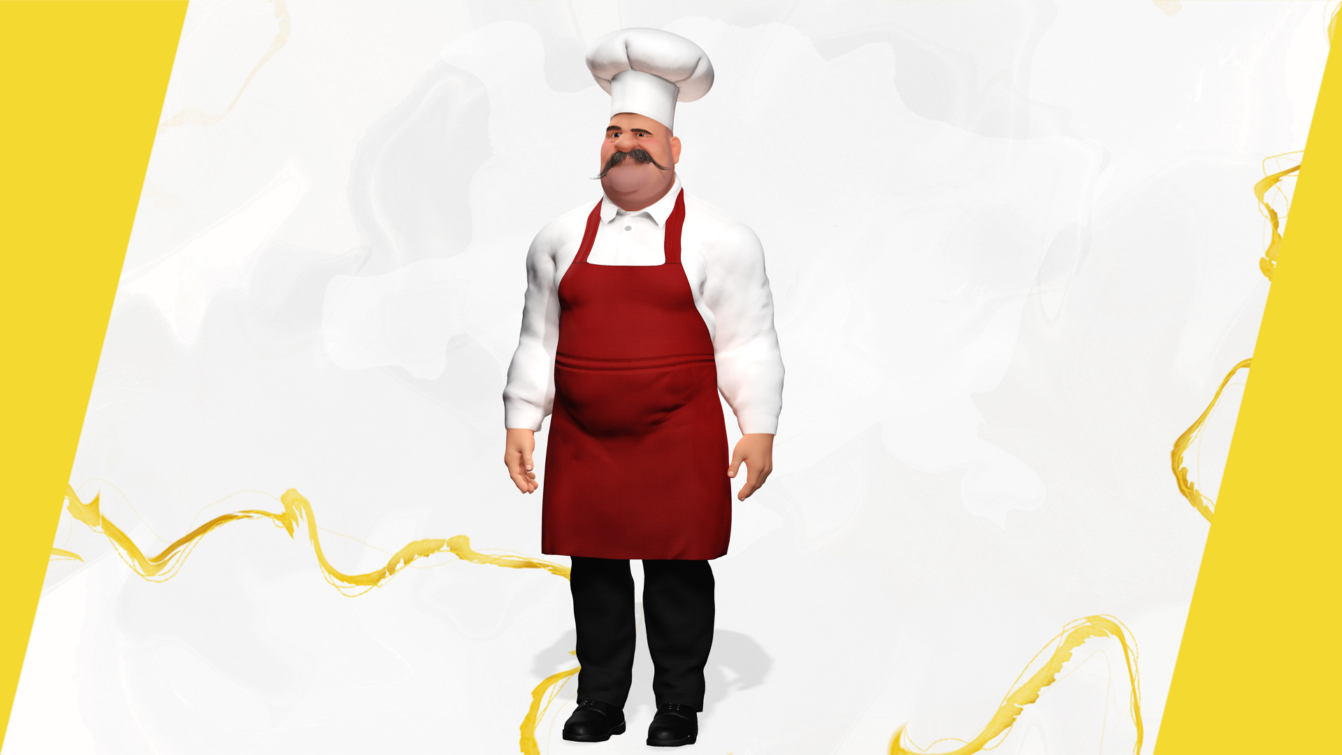 Cartoon Cook with Apron Fully Rigged Stylized Cartoon Chef Low-poly 3D model_9