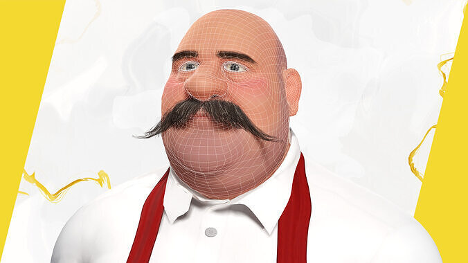 Cartoon Cook with Apron Fully Rigged Stylized Cartoon Chef Low-poly 3D model 6