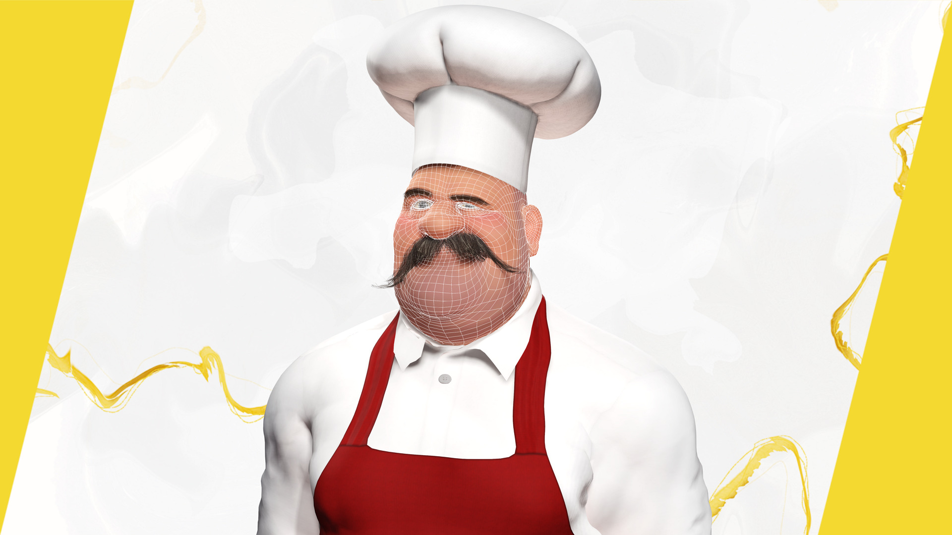 Cartoon Cook with Apron Fully Rigged Stylized Cartoon Chef Low-poly 3D model_8